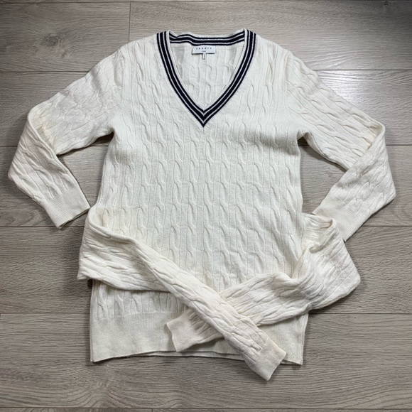 Sandro ECRU Emma Wool Cashmere Tie-Waist Cable-Knit Sweater - Picture 3 of 13